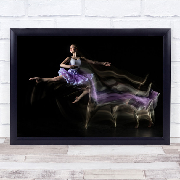 stop motion dancer contemporary ballet purple Wall Art Print