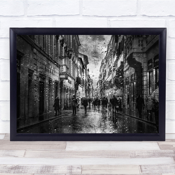 Via Dei Condotti black and white architecture Wall Art Print