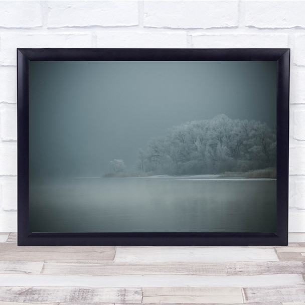 Winter Cold Frozen Blue Lake Landscape Nature Wall Art Print