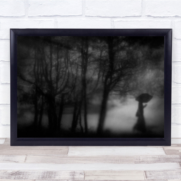 Black and white Woman Tree Forest silhouette Wall Art Print