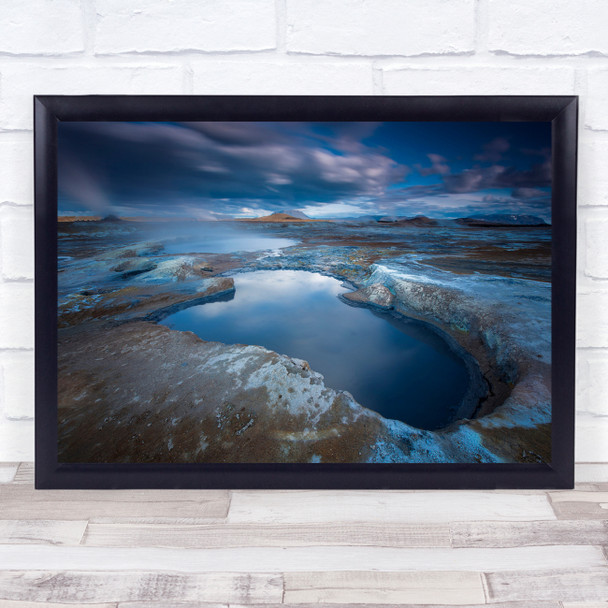 Blue Pond Water Landscape Rock Rocks Iceland Wall Art Print