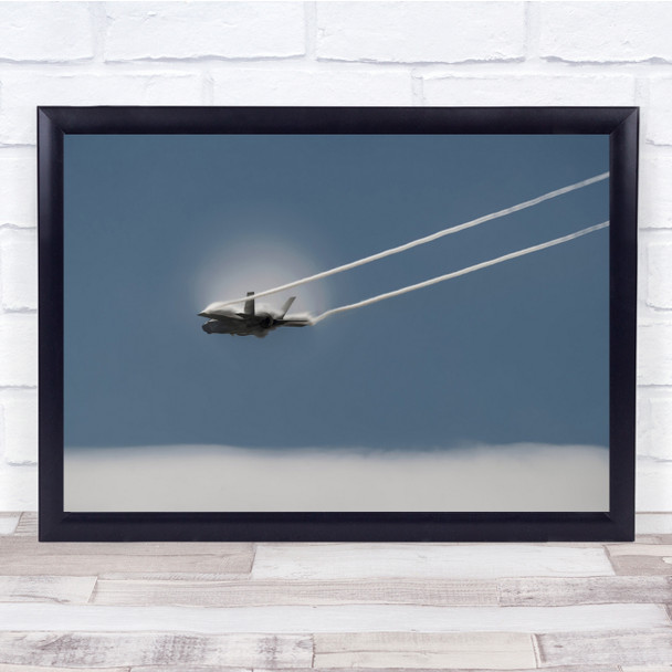 Jet Fighter Contrails Smoke Cloud Clouds Sky Wall Art Print