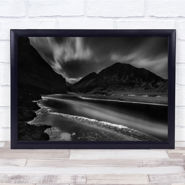 Landscape black and white sea view mountains Wall Art Print