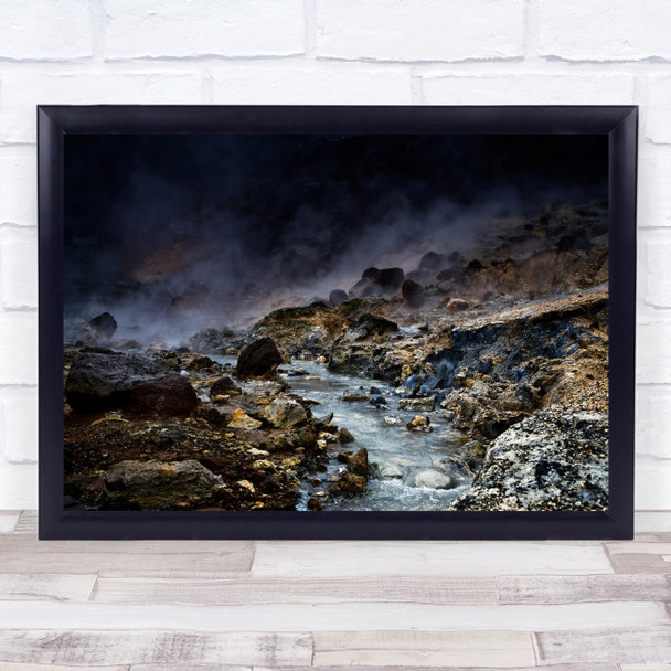 Mountain Landscape Stream Iceland Creek Flow Wall Art Print