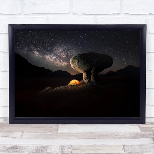 Night Dark Rocks Formation camping night sky Wall Art Print