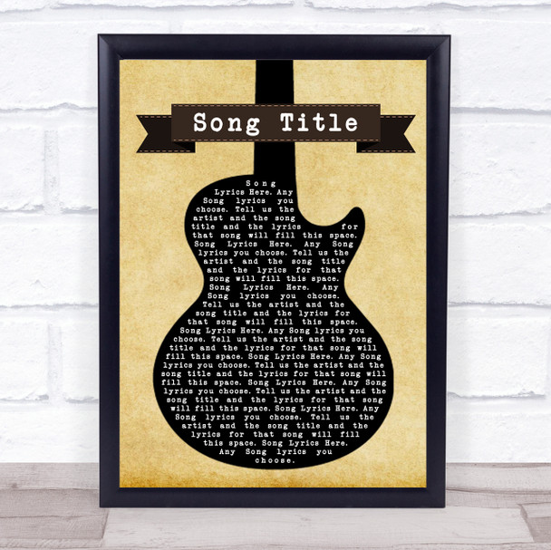Paolo Nutini Last Request Black Guitar Song Lyric Wall Art Print - Or Any Song You Choose