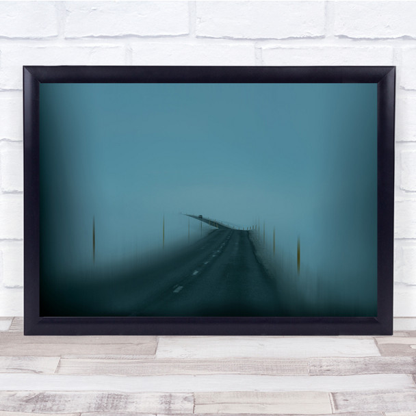 Winding Road Foggy Mist Bending Clouded Road Wall Art Print