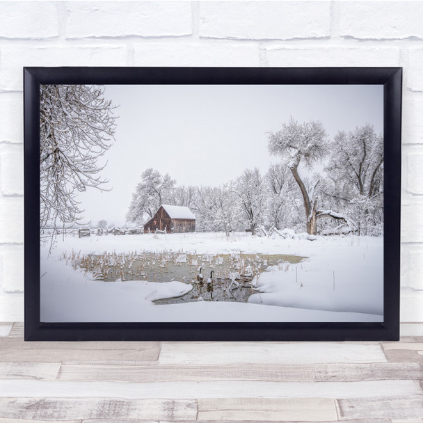 Winter Cold Farmhouse Barn Countryside Rural Wall Art Print