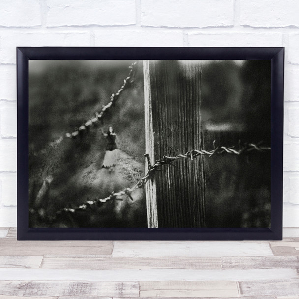 Women Chained Fence close up black and white Wall Art Print