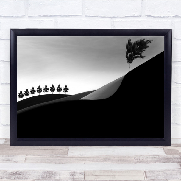 Black And White Trees in the wind landscape Wall Art Print
