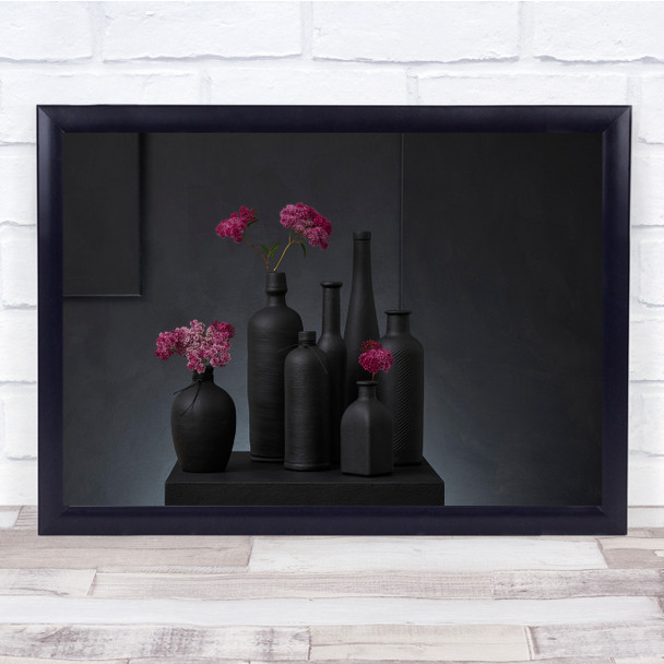 Ikebana Flowers Japan Pink Vases Still Life Wall Art Print