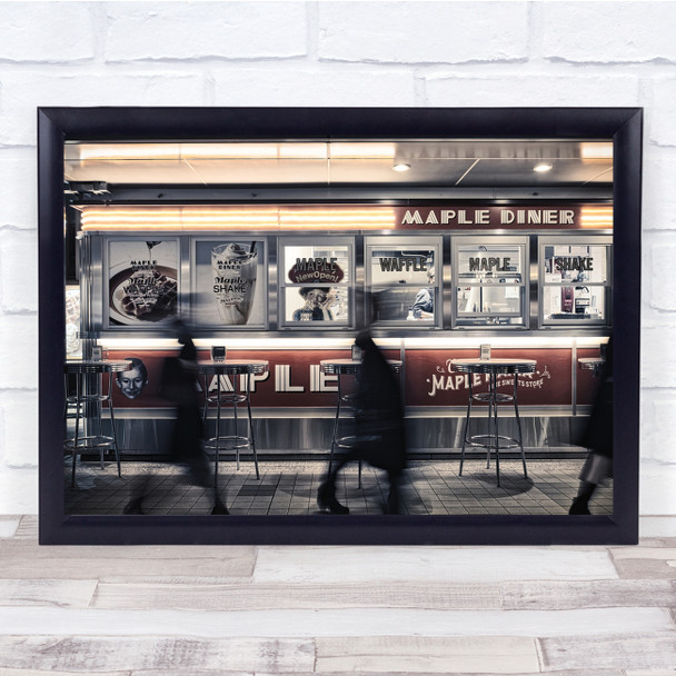 Passage Blurry Diner Red White Seats Tables Wall Art Print