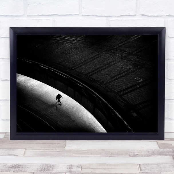 Sector Man Walking building black and white Wall Art Print