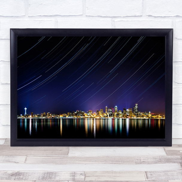 Startrails Stars Seattle West Night Colours Wall Art Print