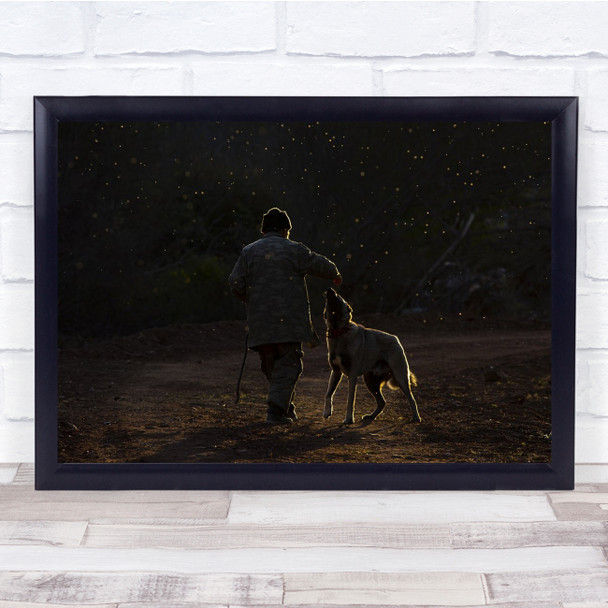 Dog Animal Backlight Trick Stick Cane Walk Wall Art Print