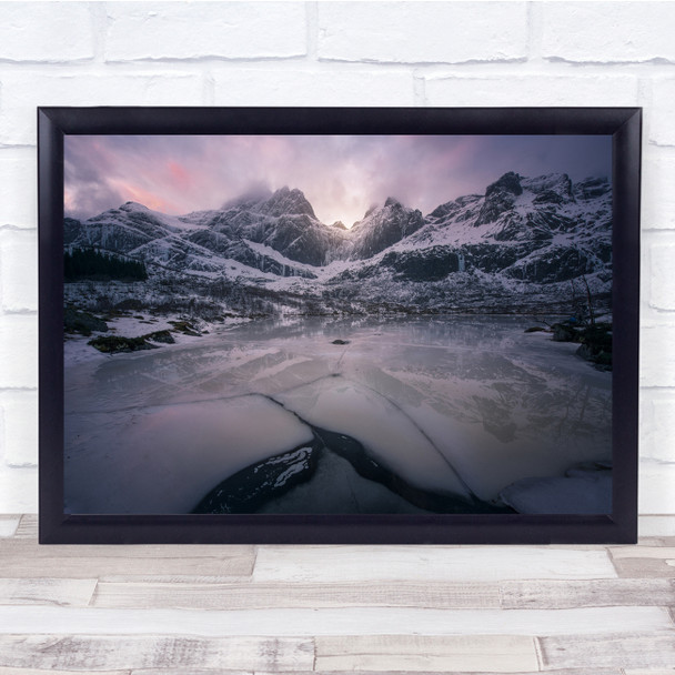 Ice Landscape Frozen Snowy Peaks Mountains Wall Art Print