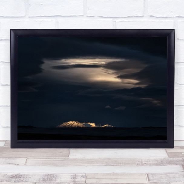 Iceland Landscape Mountain Light Of clouds Wall Art Print