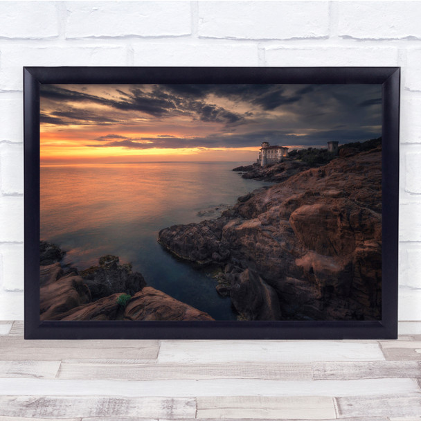 Landscape Building Coastal Seascape sunset Wall Art Print