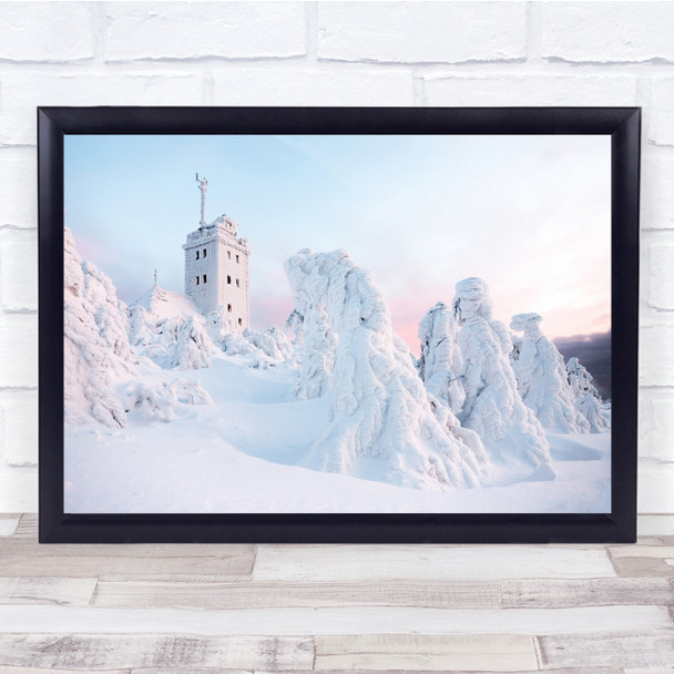 Landscape Winter Cold Snow Tower Mountains Wall Art Print