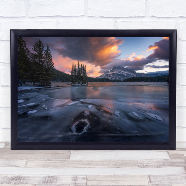 Landscapes Lake Waterscape Mountain sunset Wall Art Print