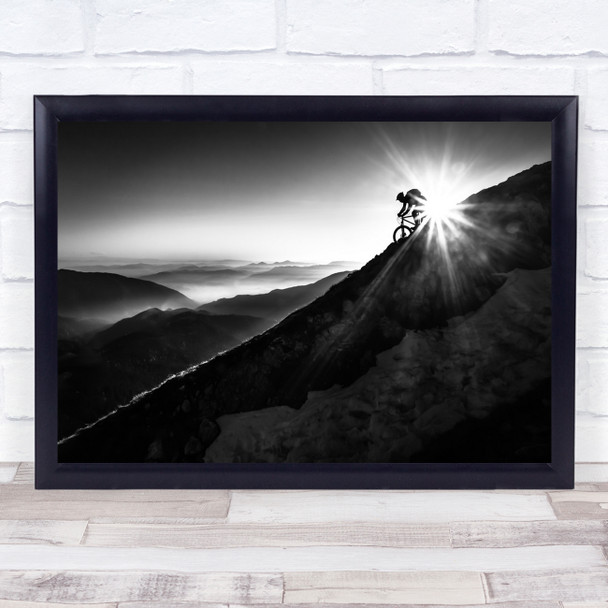 Mountain bike Sunset Rays landscape action Wall Art Print