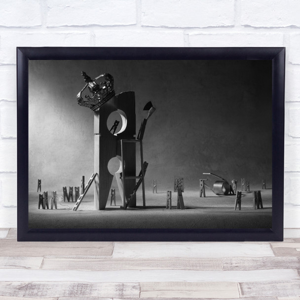 Pegs clotes king crown Black & White ruler Wall Art Print Pegs clotes king crown Black & White ruler Wall Art Print