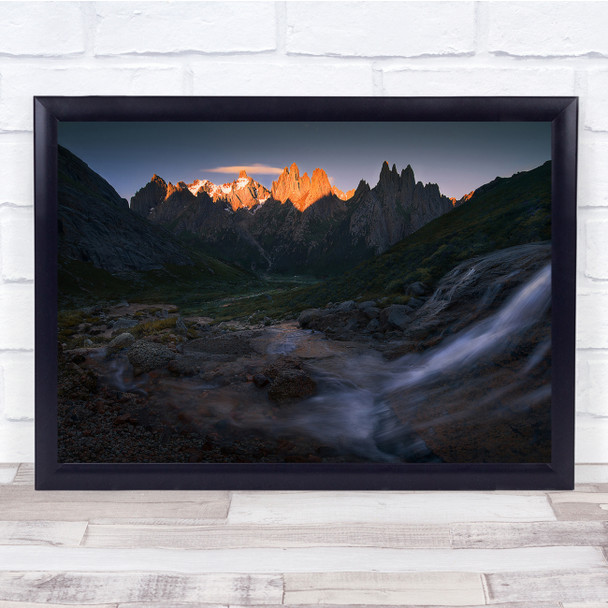 Rocky Mountain Sunset pointed cloudy misty Wall Art Print