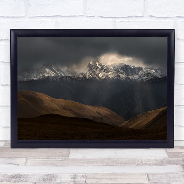 Snow Mountain Peak Cloud Light Autumn Fall Wall Art Print