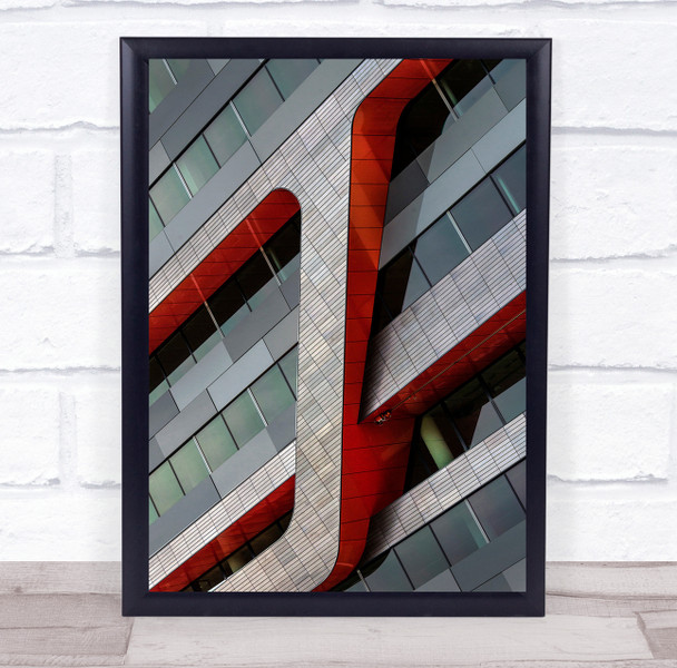 The Red Crossing building up close windows Wall Art Print