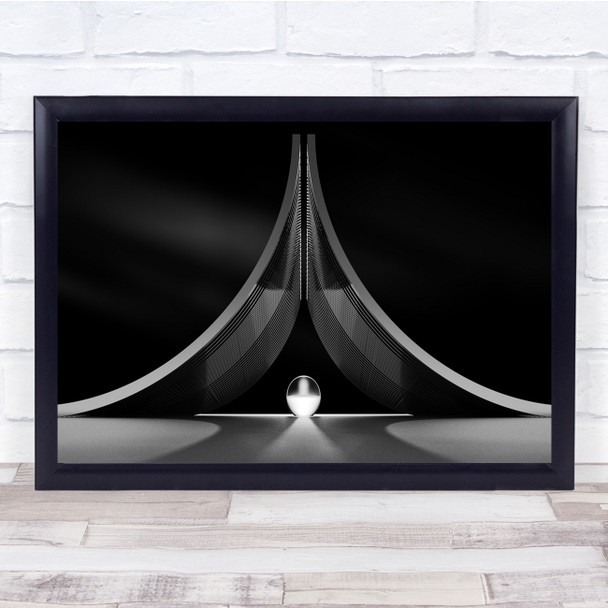 Triangle curved crystal ball Black & White Wall Art Print