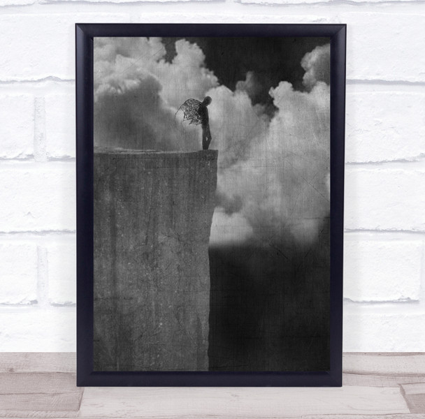 Angel Weary Cliffs Clouds Sky Wings Spent Wall Art Print