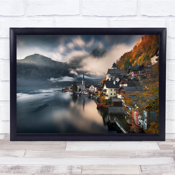 Austria Alpine Mountain Village Town City Wall Art Print