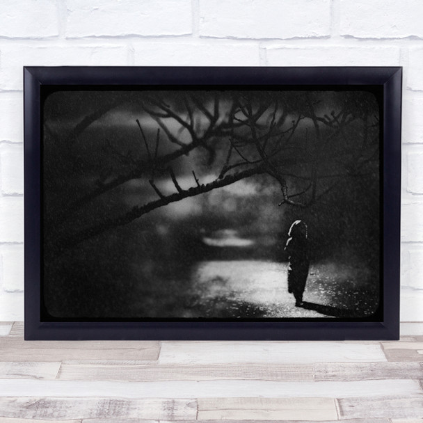 Black and white Mood Alone Tree Child Sad Wall Art Print