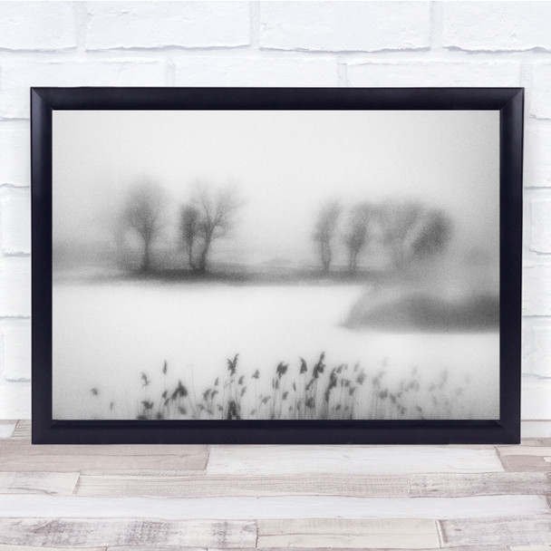 Blurry trees flowers snow black and white Wall Art Print