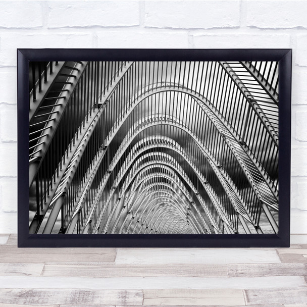 Cage Architecture Curved Rails Monochrome Wall Art Print