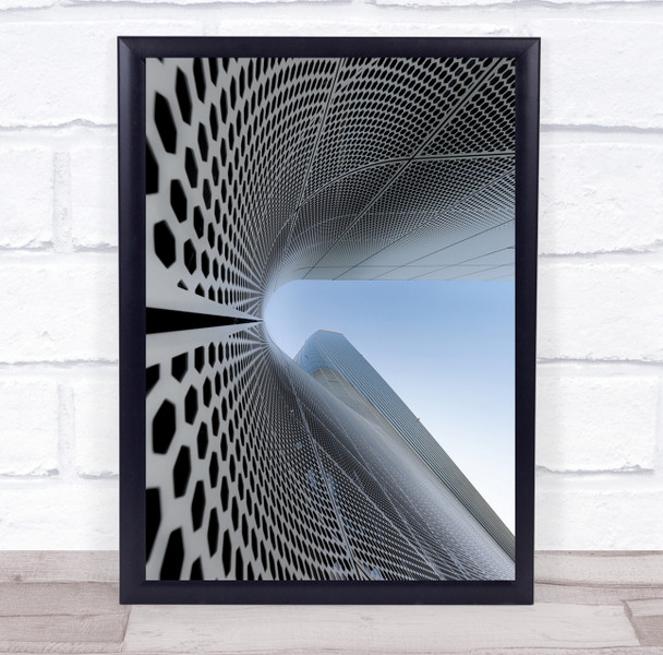 Curved building multiple hexagons up shot Wall Art Print