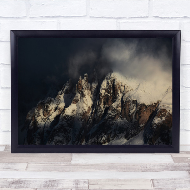 Landscape Mountains Snowy Peaks Fog cloud Wall Art Print