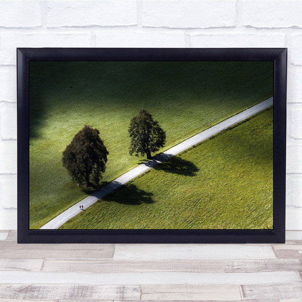 Landscape Pair trees People Small Walking Wall Art Print