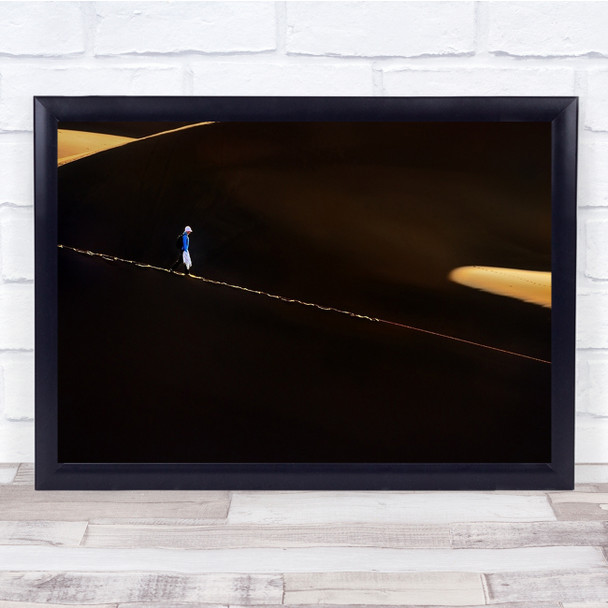 On A Thin Line person walking desert Dark Wall Art Print
