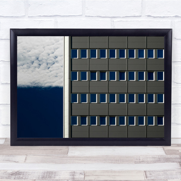 Square Blue Sky Clouds Windows Grey Walls Wall Art Print