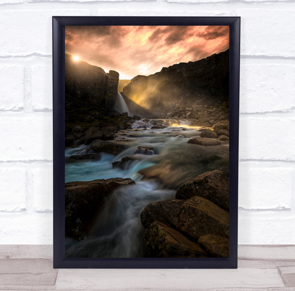 The Light mountain landscape water stream Wall Art Print