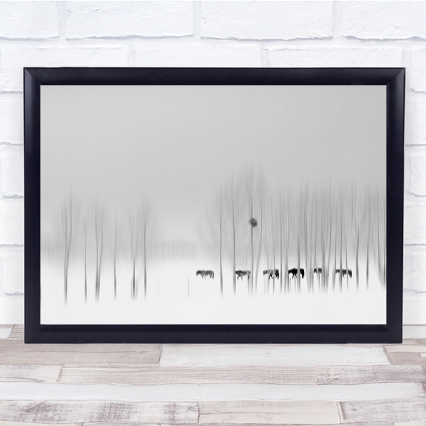 Walking Throught Snowy Woods Horses Trees Wall Art Print