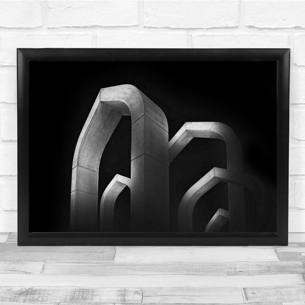 Architecture Arches Dark Black And White Wall Art Print