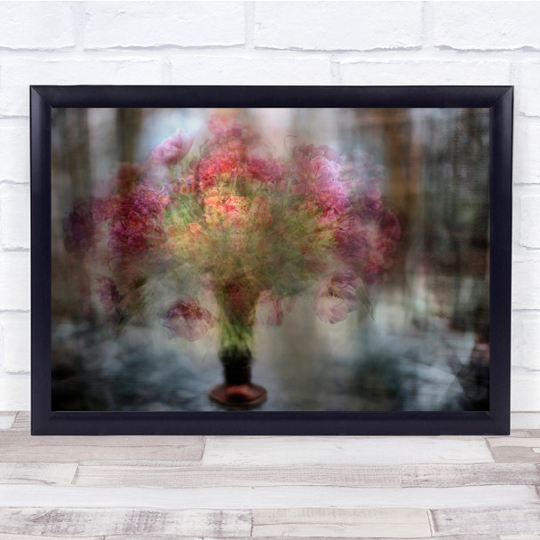 Centrepiece Double Exposure Pink Flowers Wall Art Print