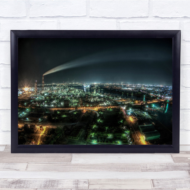 Exhaust Nightsky city aerial view Lights Wall Art Print