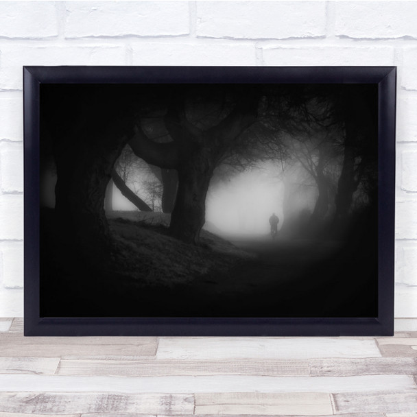 forest Fog Mist Haze Road Way Bike Rider Wall Art Print