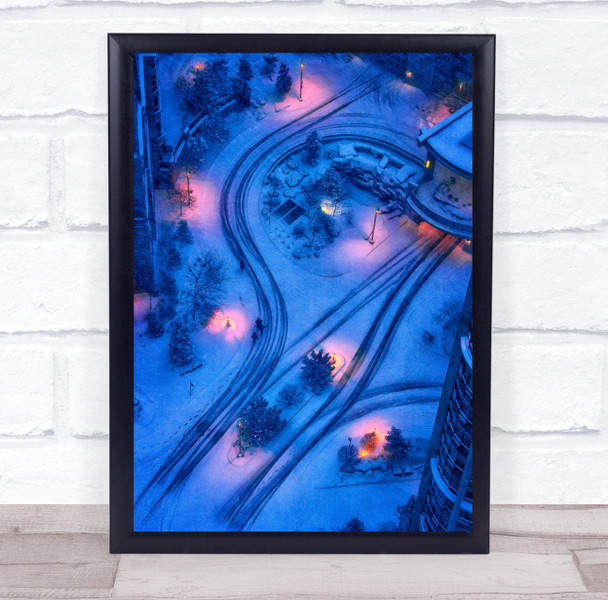 Mississauga New Snow roads lighting town Wall Art Print