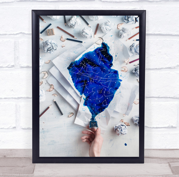 Spilled Ink zodiac stars pencil shavings Wall Art Print