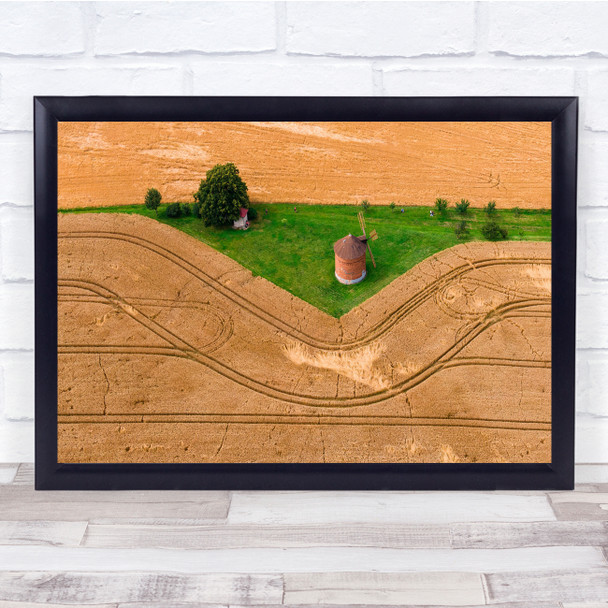 Windmill Farmhouse Countryside landscape Wall Art Print