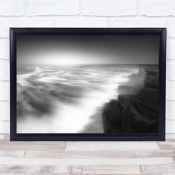 Winter Dusk Stormy Sea Cliff Misty Scene Wall Art Print